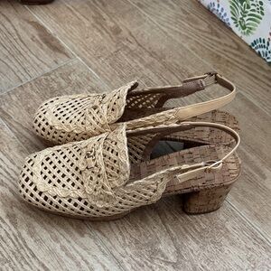 Aerosoles Tan Woven Slingback Heels